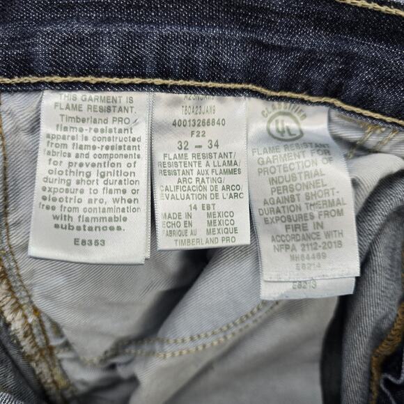 Timberland Pro FR Flame Resistant Bootcut Jeans Mens 34x32 Blue Denim Grunge - Picture 6 of 14